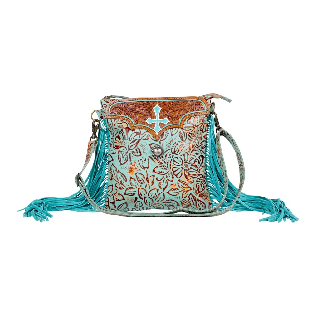 Turquoise ENSURE HAND-TOOLED BAG Myra Bag